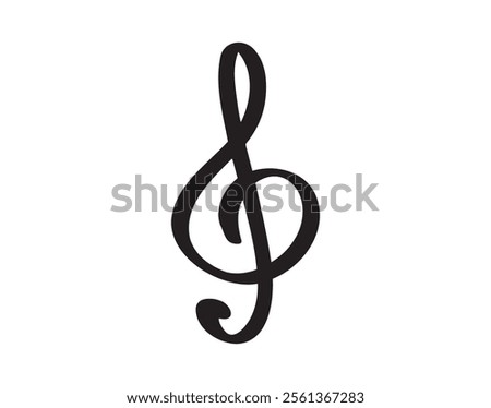 thick bold outline treble clef music note doodle hand drawn icon. Outline drawing thick bold outline treble clef music note line clipart symbol. Vector illustration