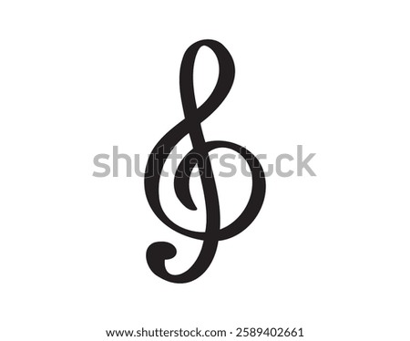 thick bold outline treble clef music note doodle hand drawn icon. Outline drawing thick bold outline treble clef music note line clipart symbol. Vector illustration