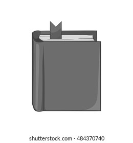 Thick book with bookmark icon in black monochrome style isolated on white background. Reading symbol vector illustration