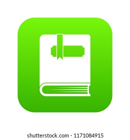 Thick book with bookmark icon digital green for any design isolated on white vector illustration