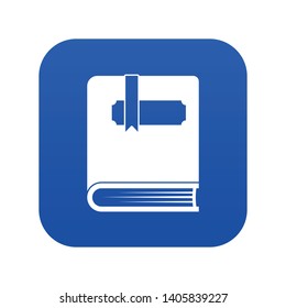 Thick book with bookmark icon digital blue for any design isolated on white vector illustration