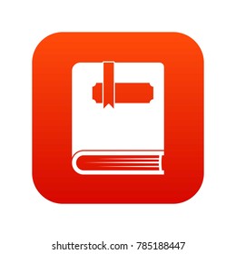Thick book with bookmark icon digital red for any design isolated on white vector illustration