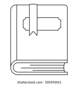 Thick book with bookmark icon. Outline illustration of thick book with bookmark vector icon for web