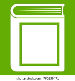 Thick book icon white isolated on green background. Vector illustration
