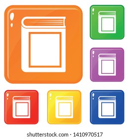 Thick book icons set collection vector 6 color isolated on white background