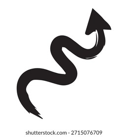 Dicker Pinselstrich, gewelltes Pfeilsymbol nach oben. Organisches Wachstum und dynamisches Bewegungssymbol.
