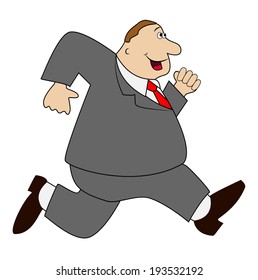 thick business man hurries, vector illustration