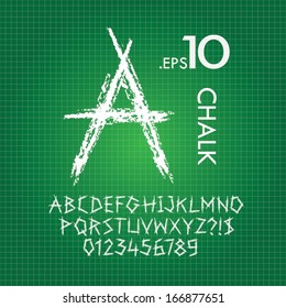 Thick Chalk Alphabet and Numbers Vector