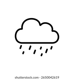 Nuvem espessa com várias pingos de chuva em estilo de ícone de linha. Perfeito para previsões de tempestades, IU chuvosa e símbolos de alerta climático.