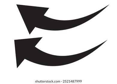 Vector de conjunto de iconos de flecha de curva gruesa en dos estilos aislados sobre fondo blanco y negro. siguiente icono de flecha, Ilustración vectorial 