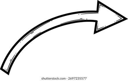 Una flecha gruesa y curva apunta a la derecha en un estilo de boceto.