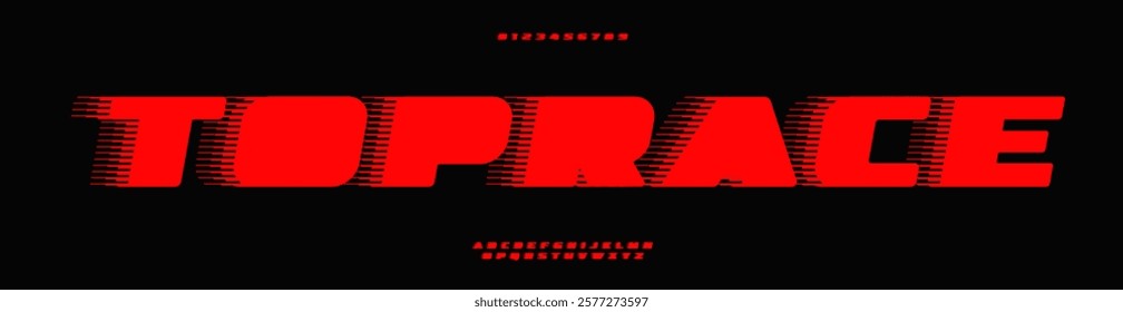 Thick dynamic font, bold action letters, wide heavy font for racing headlines, automotive lettering, race logo, velocity and power typography, sport label. Vector typography.