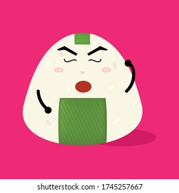 thick eyebrow onigiri characters. vector illustration