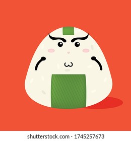 thick eyebrow onigiri characters. vector illustration