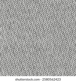 Thick fabric, made of jute, hemp or cotton, piece of a worn gray carpet with jagged stripes. Rug texture. Abstract vector seamless.