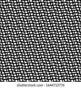 Dickiges Gewebe mit Mosaikmustern in Schwarz-Weiß. Retro-Spinnstoff. Abstrakter Strick. Rug die Textur.