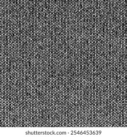 Thick flecked fabric, in black and white, made of wool or cotton. Rough blanket texture. Jute cloth. Abstract vector seamless.