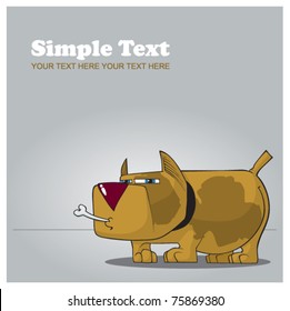 Thick funny dog with bone. Vector illustration. Place for your text.