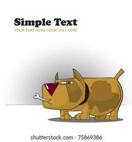 Thick funny dog with bone. Vector illustration. Place for your text.
