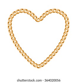 Thick golden chain - heart frame. Jewelry decoration.