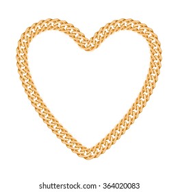 Thick golden chain - heart frame. Jewelry decoration.