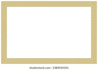 Thick Golden vintage wedding invitation card islamic page certificate border line pattern illustration frame rectangle