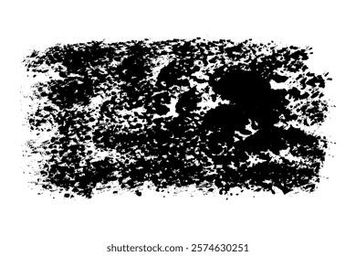 Thick Grainy Brush Stroke Texture. Black grunge distressed paintbrush design element. Hand draw big bold paint line shape