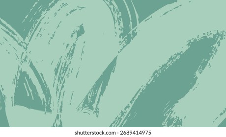 Trazo de pincel grueso verde granulado con textura en aerosol. Grunge mano dibujado distress borde dañado vintage Plantilla. Doodle pincel textura de trazos con puntos Pequeños. Fondo de Vector retro para carteles.