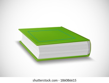 Thick green book isolated on white background. Vector