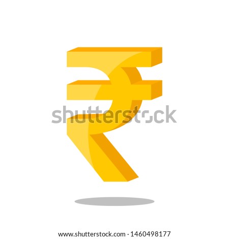 Thick Indian Rupee symbol sign 3D golden INR Money