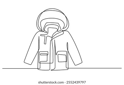 Una chaqueta gruesa para el invierno. Dibujo de una línea de invierno