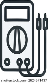 Thick line digital multimeter electric tester icon vector illustration isolated on white background