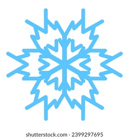 Thick line freeze snowflake, element of winter festival decoration. Winter snow, Christmas miracle blue symbol. Simple shape freehand vector icon isolated on white background
