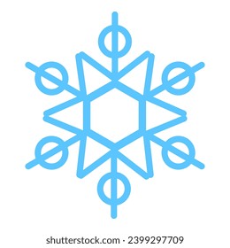 Thick line freeze snowflake, element of winter festival decoration. Winter snow, Christmas miracle blue symbol. Simple shape freehand vector icon isolated on white background
