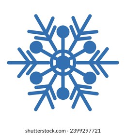 Thick line freeze snowflake, element of winter festival decoration. Winter snow, Christmas miracle blue symbol. Simple shape freehand vector icon isolated on white background