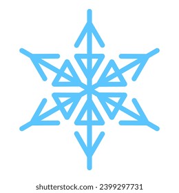 Die dicken Linien gefrieren Schneeflocke, Element der Winterfestivals Dekoration. Winterschnee, Wunderblau-Symbol für Weihnachten. Einfache Form, Föhn, Vektorsymbol einzeln auf weißem Hintergrund