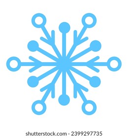 Thick line freeze snowflake, element of winter festival decoration. Winter snow, Christmas miracle blue symbol. Simple shape freehand vector icon isolated on white background