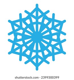 Thick line freeze snowflake, element of winter festival decoration. Winter snow, Christmas miracle blue symbol. Simple shape freehand vector icon isolated on white background