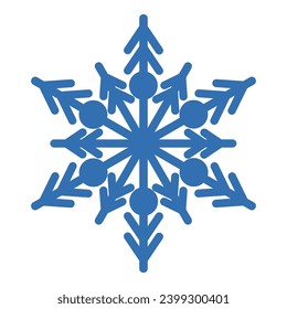 Die dicken Linien gefrieren Schneeflocke, Element der Winterfestivals Dekoration. Winterschnee, Wunderblau-Symbol für Weihnachten. Einfache Form, Föhn, Vektorsymbol einzeln auf weißem Hintergrund