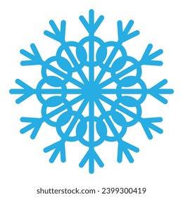Thick line freeze snowflake, element of winter festival decoration. Winter snow, Christmas miracle blue symbol. Simple shape freehand vector icon isolated on white background