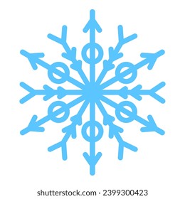 Thick line freeze snowflake, element of winter festival decoration. Winter snow, Christmas miracle blue symbol. Simple shape freehand vector icon isolated on white background