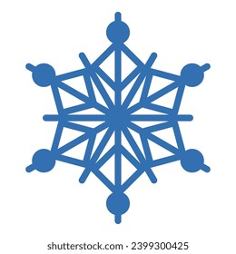 Die dicken Linien gefrieren Schneeflocke, Element der Winterfestivals Dekoration. Winterschnee, Wunderblau-Symbol für Weihnachten. Einfache Form, Föhn, Vektorsymbol einzeln auf weißem Hintergrund