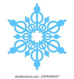 Die dicken Linien gefrieren Schneeflocke, Element der Winterfestivals Dekoration. Winterschnee, Wunderblau-Symbol für Weihnachten. Einfache Form, Föhn, Vektorsymbol einzeln auf weißem Hintergrund