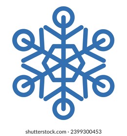 Thick line freeze snowflake, element of winter festival decoration. Winter snow, Christmas miracle blue symbol. Simple shape freehand vector icon isolated on white background