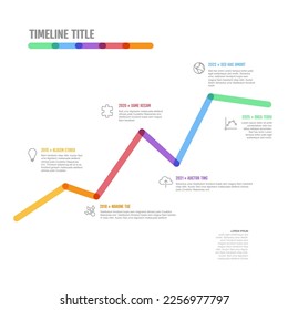 Thick line growth Infogrpahic vertical timeline diagram template with white background. Simple multipurpose infochart with increasing graph curve