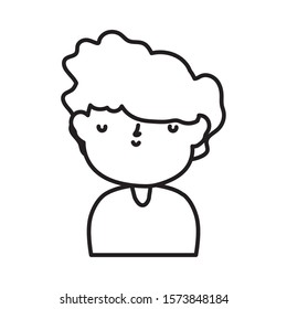  thick line little boy cartoon character, vector illustration