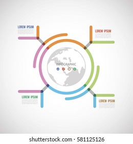 thick lines template of a infographic in a circle shape with options