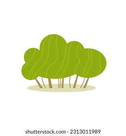 Thick lush green garden bush, shrub. Vector illustration