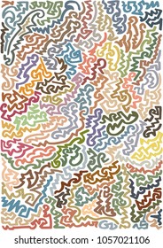 Thick marker lines based contorted texture, in pastel colors on white base