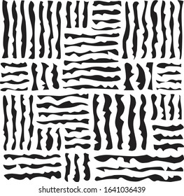 Thick marker lines based digitally remastered, monochrome, abstract pattern